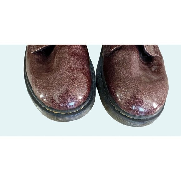 DR MARTENS Kids Youth Side Zippers Boots Shoes Burgundy Sparkle Glitter … - Picture 4 of 8